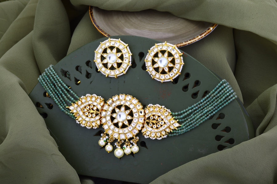 Green Jadau Kundan Choker