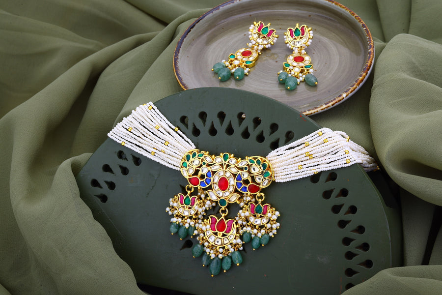 Multicolour Jadau Kundan Choker