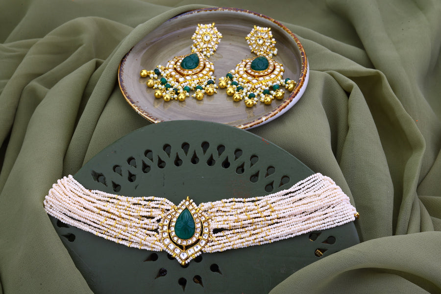 Green Stone Jadau Kundan Choker