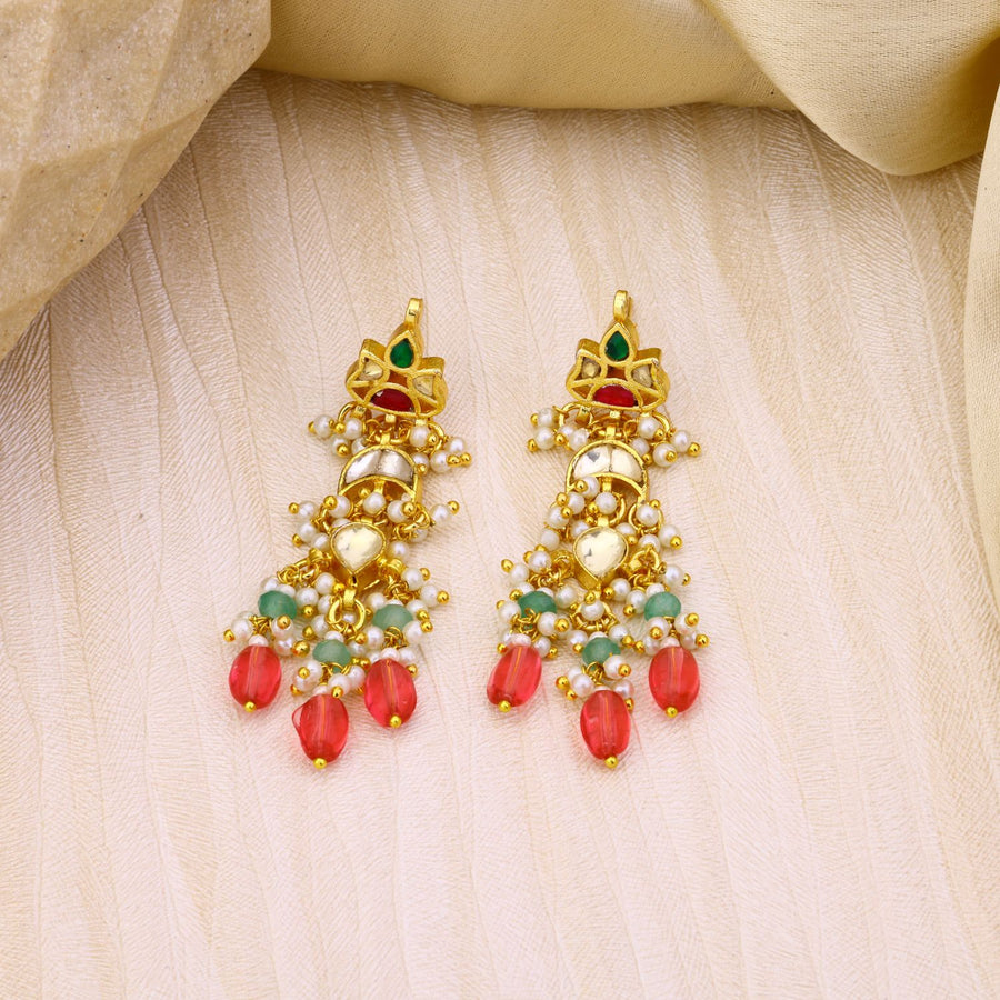 Multicolour Minimal Jadau Kundan Earrings