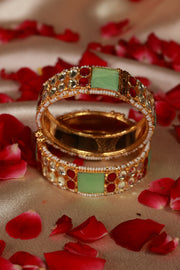 Green Stone Jadau Kundan Kada