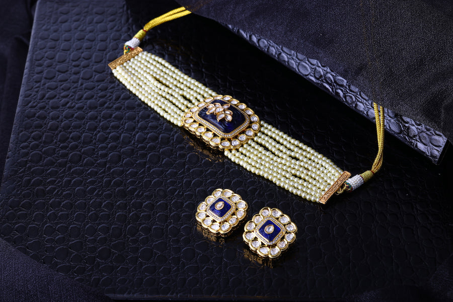 Dark Blue Diamond Moissanite Choker