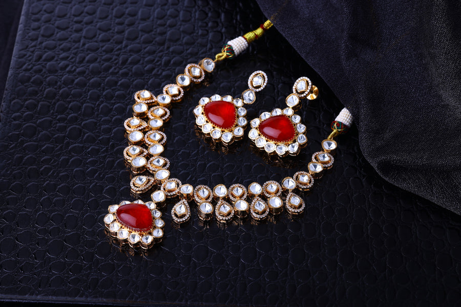 Red Moissanite Choker Diamond Necklace
