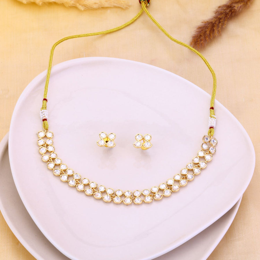 Minimal Design Uncut Moissanite Delicate Choker Necklace