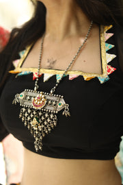 Fusion Kundan German Silver Vilay Long Necklace