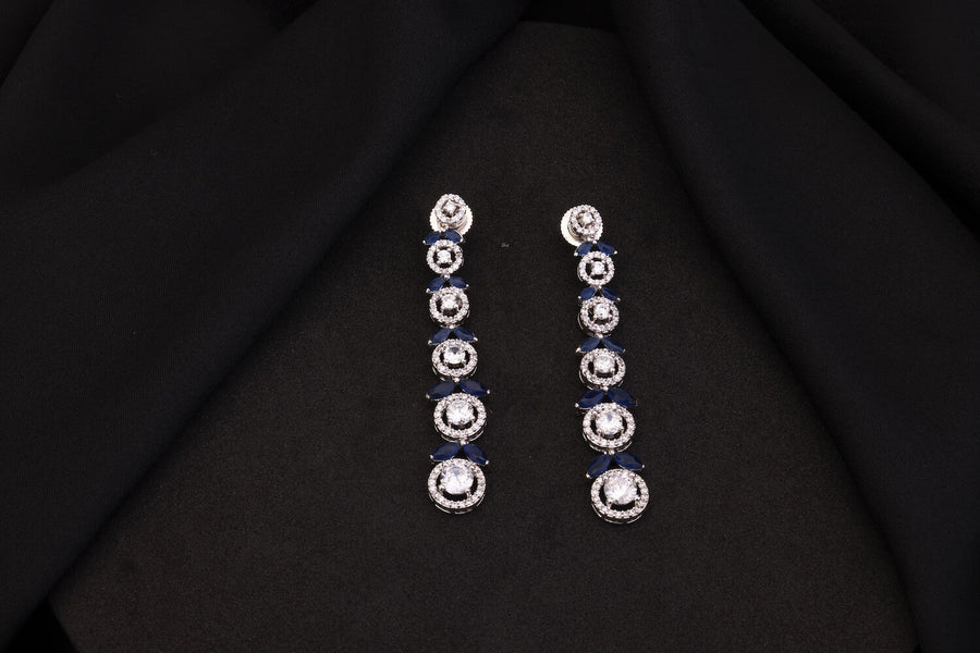 Blue And White Long Hirak Earrings