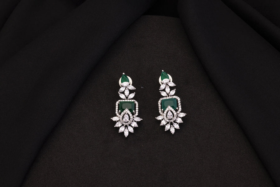 Green Stone Minimal Hirak Earrings