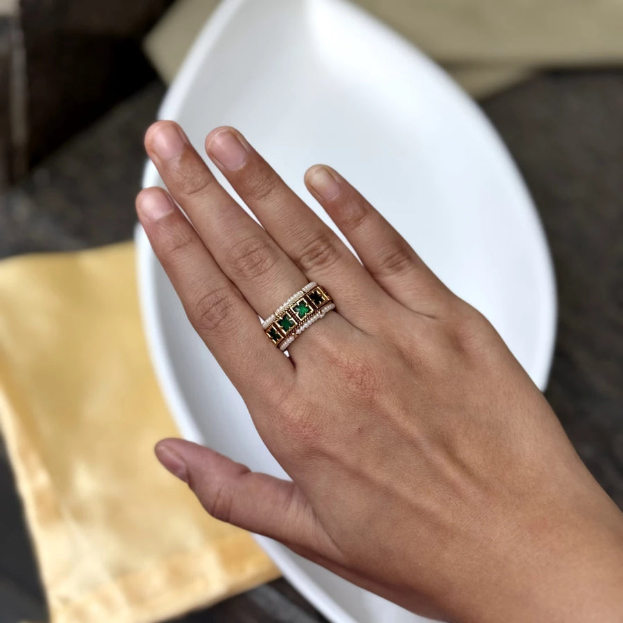 Green Jadau Stack Ring