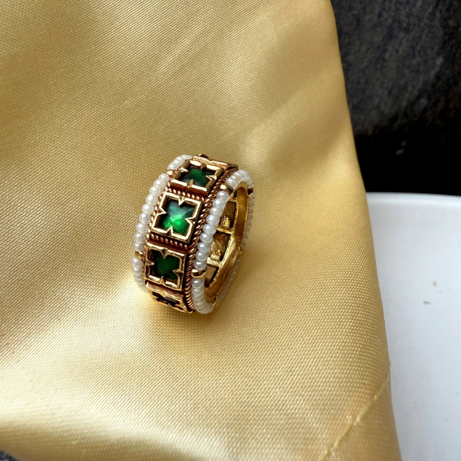 Green Jadau Stack Ring