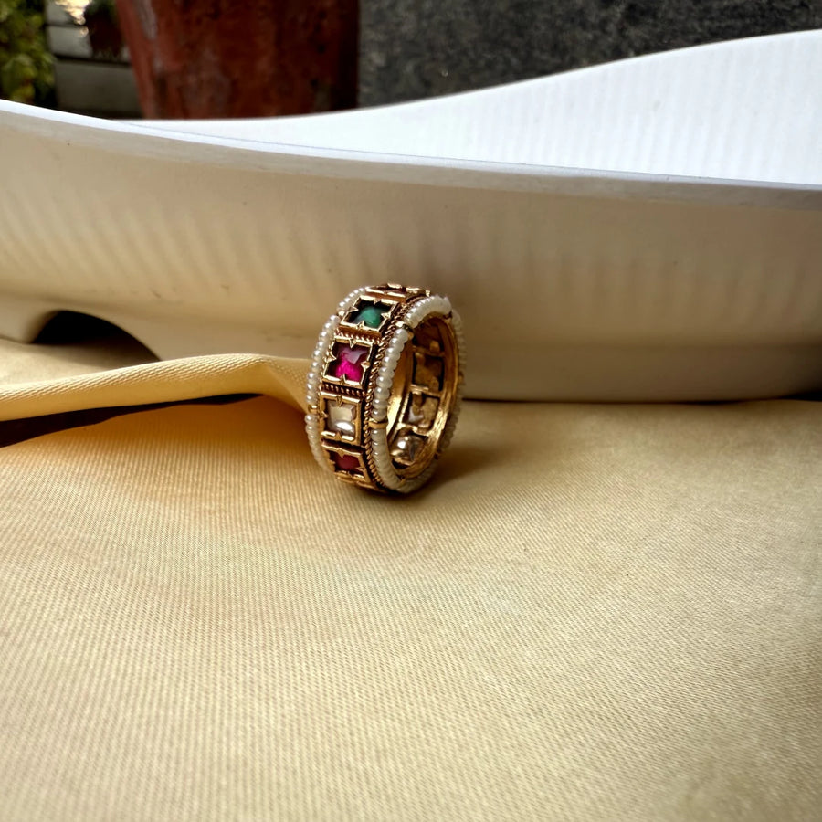 Multicolour Jadau Stack Ring