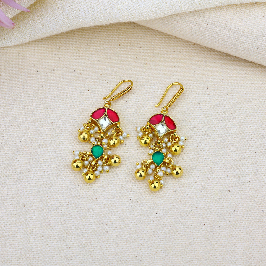 Jadau Kundan Minimal Pendent Earrings