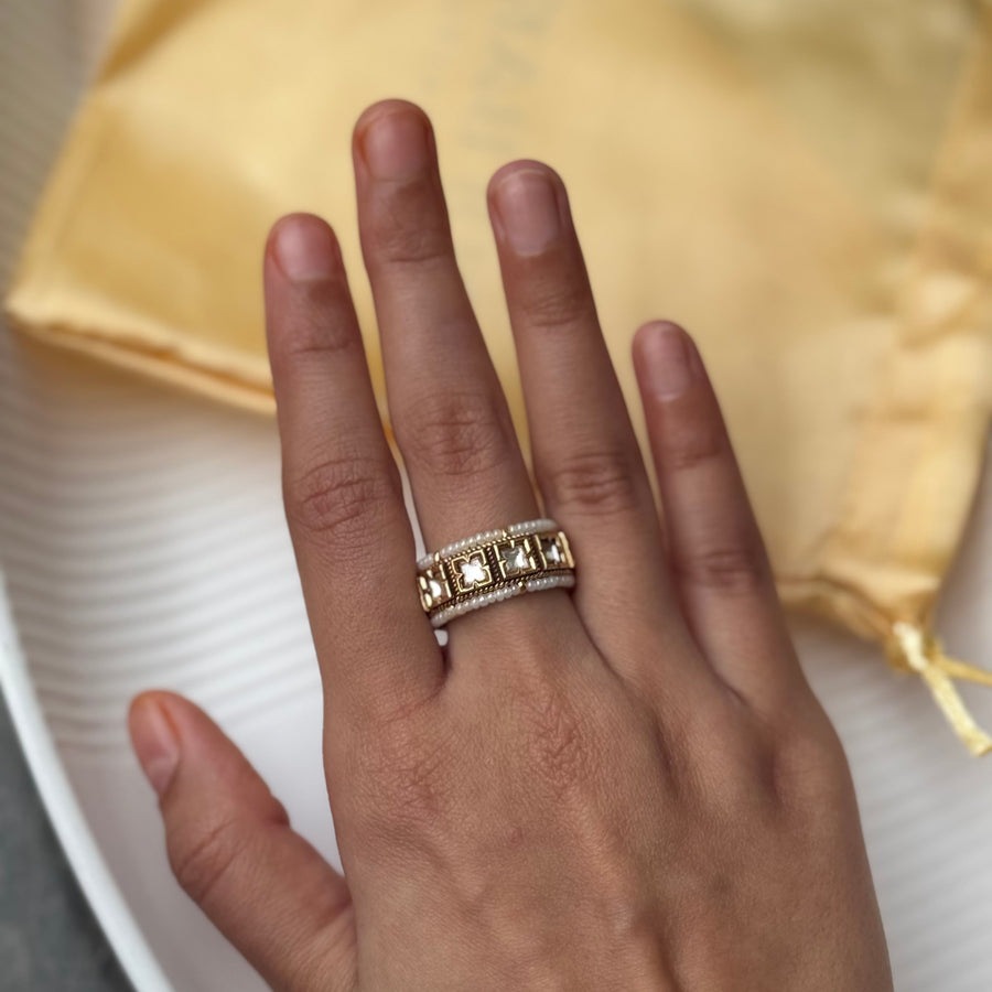 Ivory Jadau Stack Ring