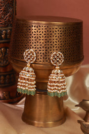 Green Jadau Kundan Earrings Jumkha