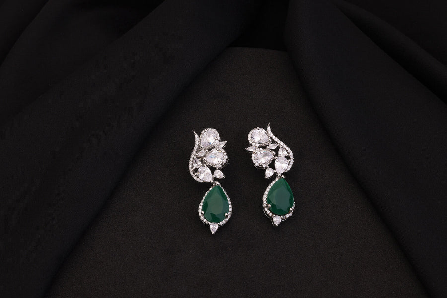 Green Stone Minimal Hirak Earrings