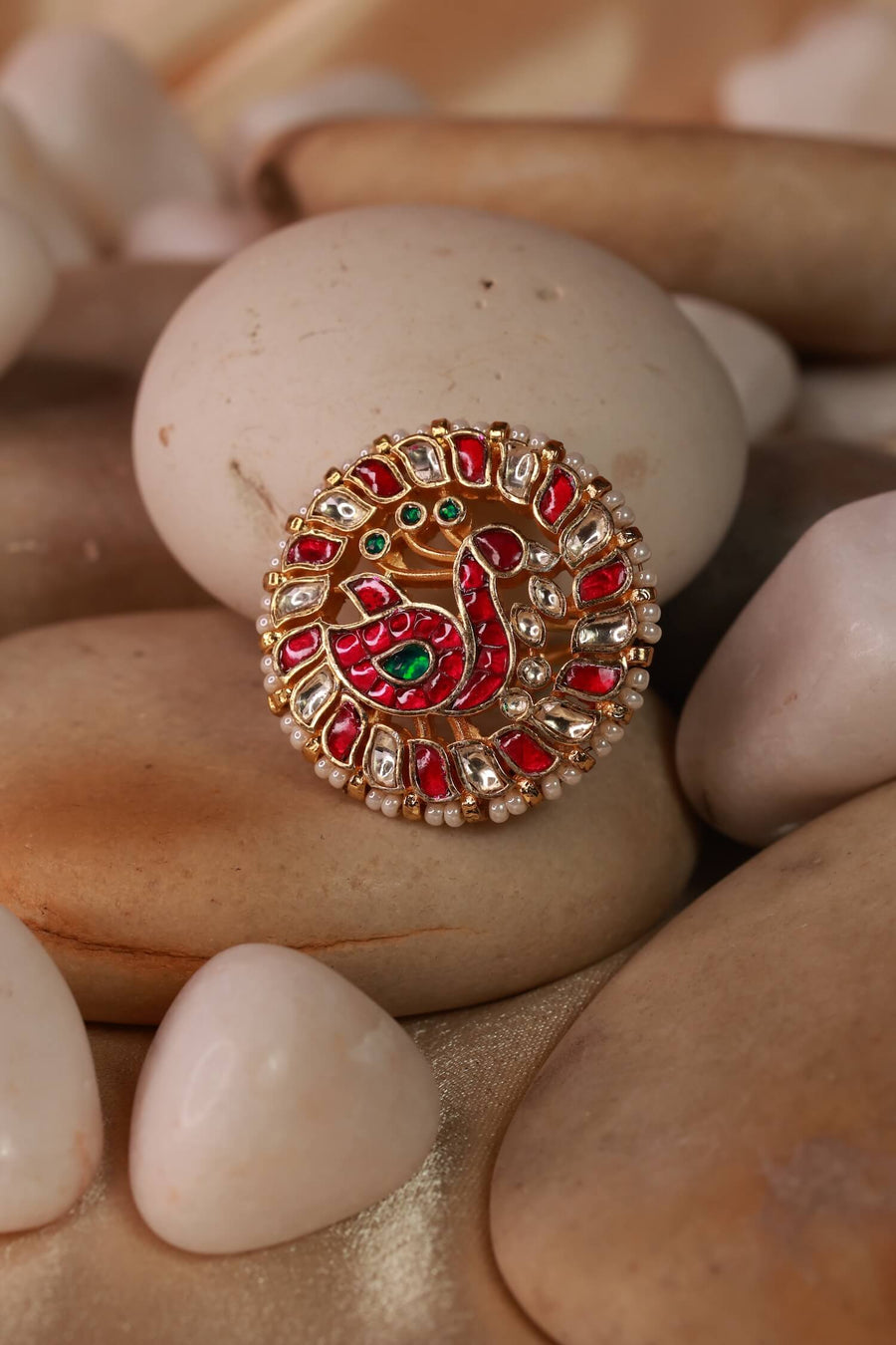 Peacock Jadau Kundan Ring