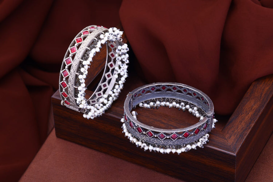 Red Silver Tribal Kada